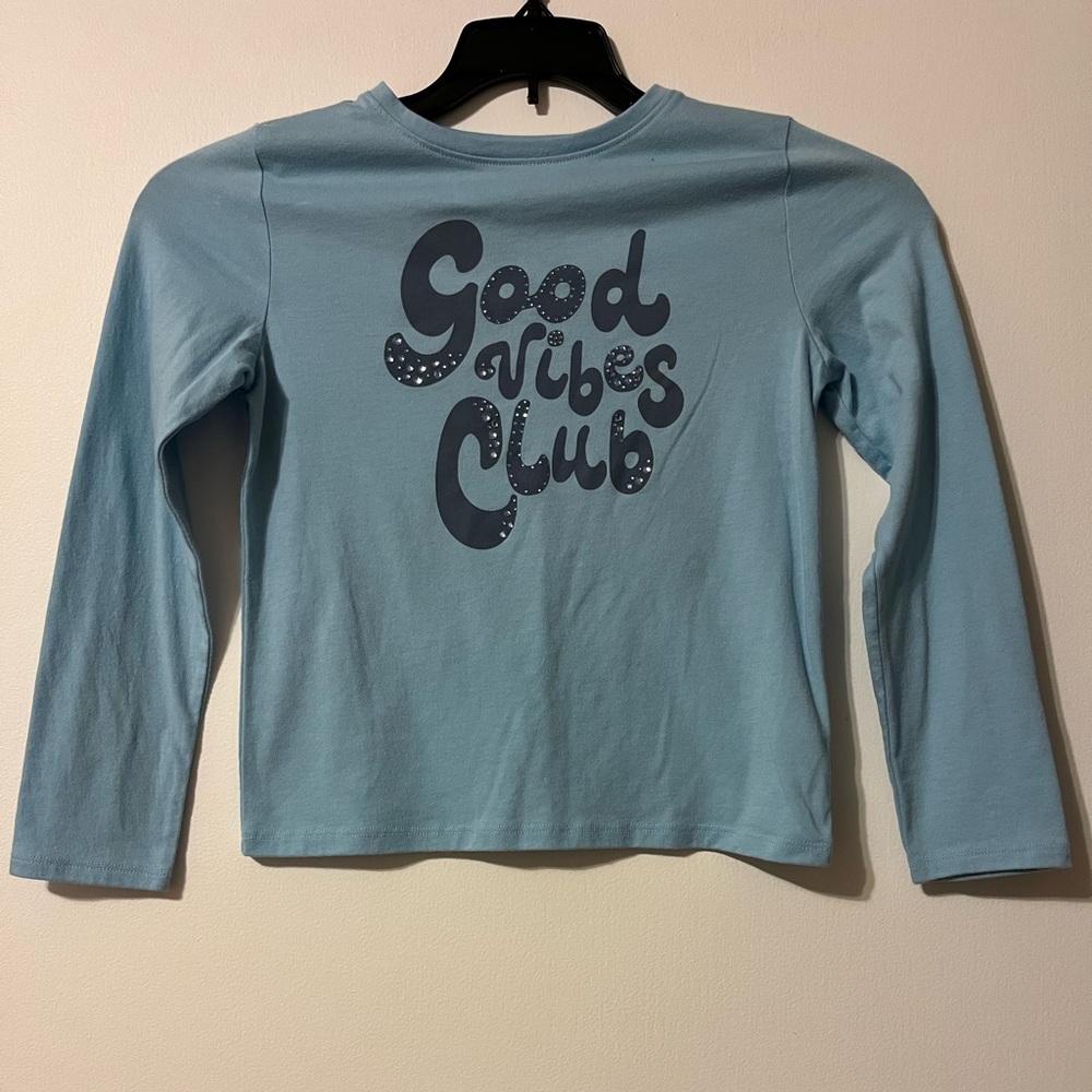 Kids Blue 'Good Vibes Club' Long Sleeve Shirt